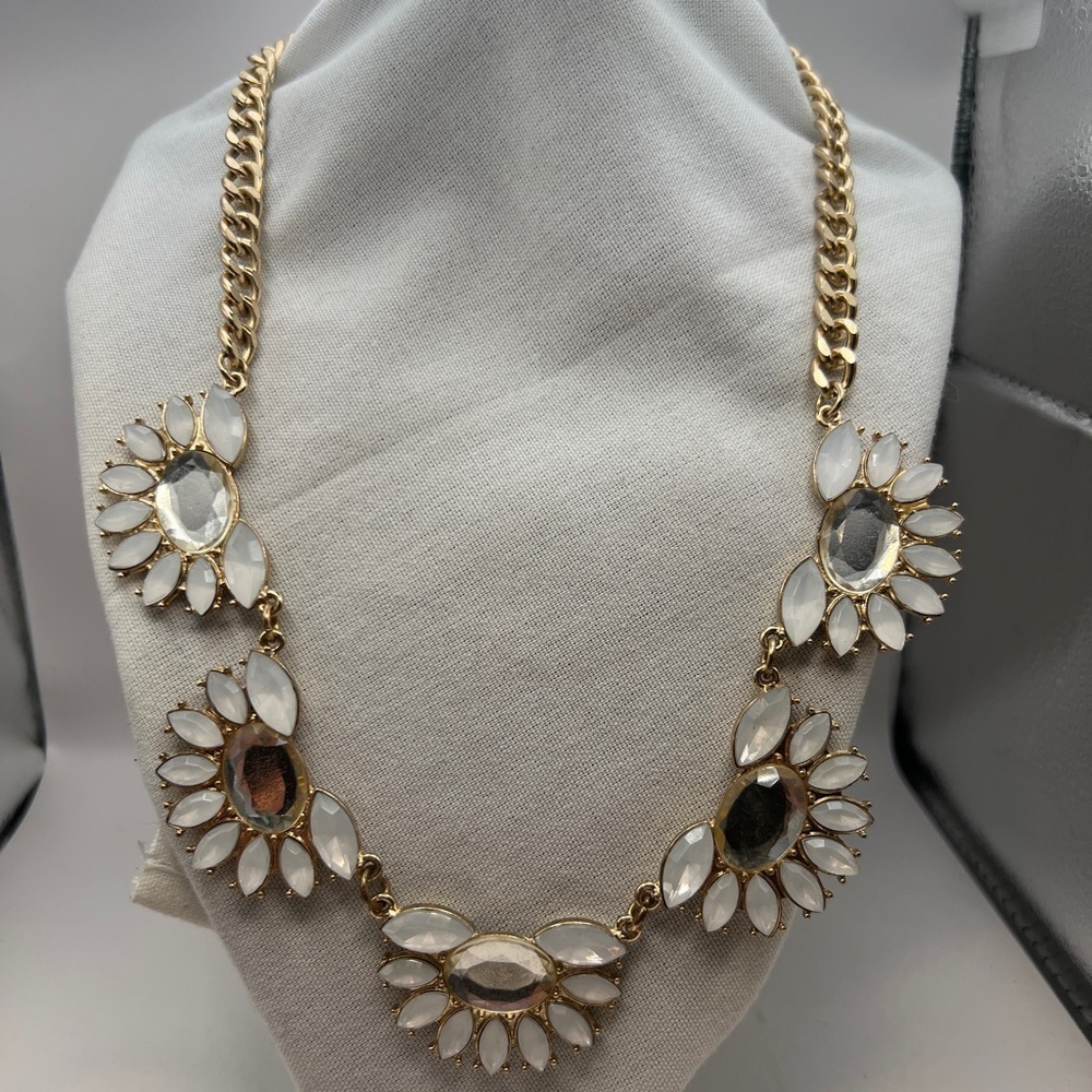 Gold tone statement necklace with faux beads